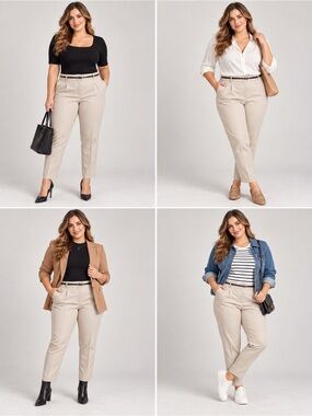 NWT Apt 9 Curvy Fit Trouser Leg Dress Pants Beige 16W Short